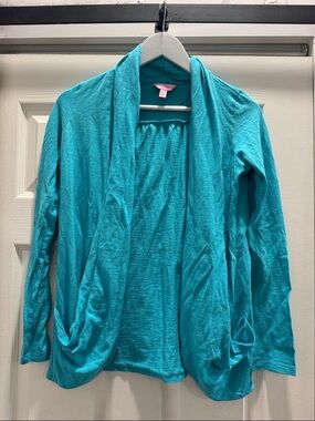 Lilly Pulitzer Teal Draped Open-Front Cardigan nwot size Small